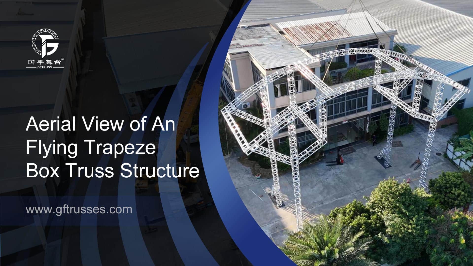 Vue aérienne d'une structure en treillis à trapèze volant