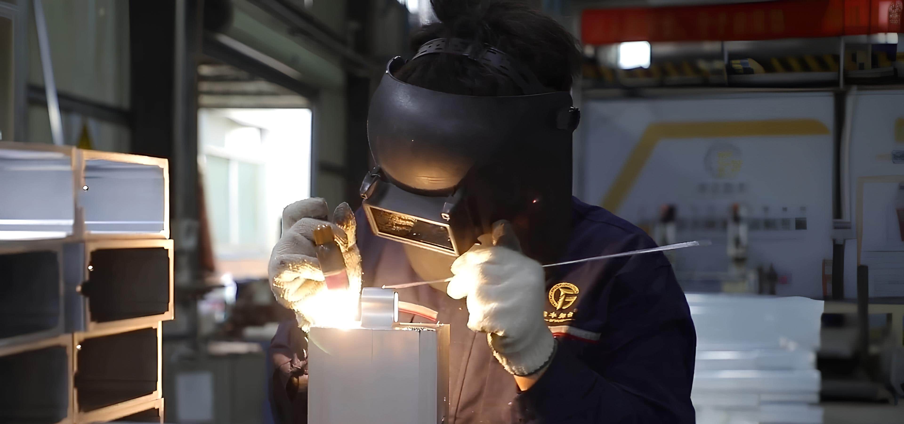 CE-certified welder performing aluminum welding