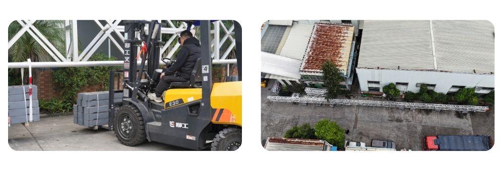 40-meter span load test setup for 500×1500mm heavy-duty aluminum truss 40-meter span load test setup for 500×1500mm heavy-duty aluminum truss