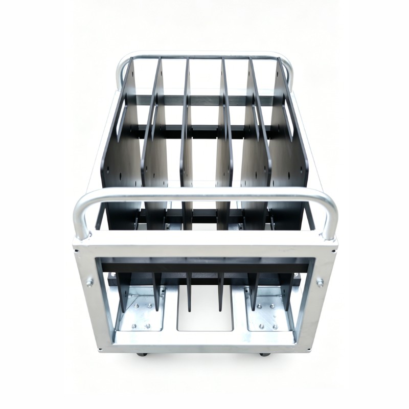 Heavy duty base plate dolly loaded with six steel plates