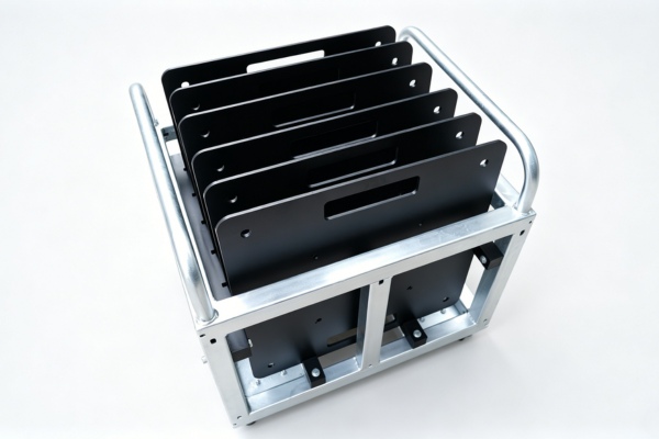 Base plate storage cart for six 600 by 600 mm truss base plates