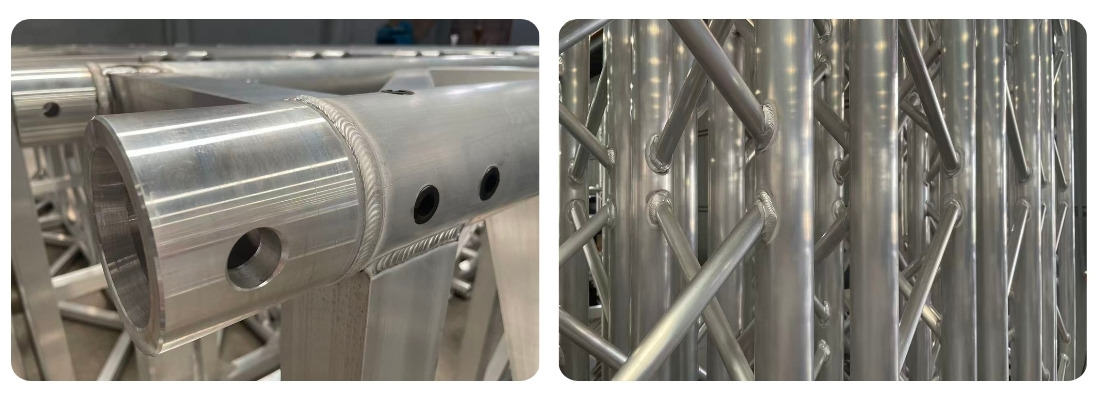 Main chords and diagonals details showing TIG welding joints on 6082-T6 aluminum Main chords and diagonals details showing TIG welding joints on 6082-T6 aluminum