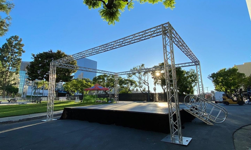 Square truss tower structure used for an outdoor events