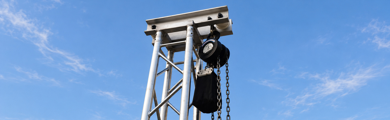Tower top section for guiding the lifting hoist above 290mm truss pillars